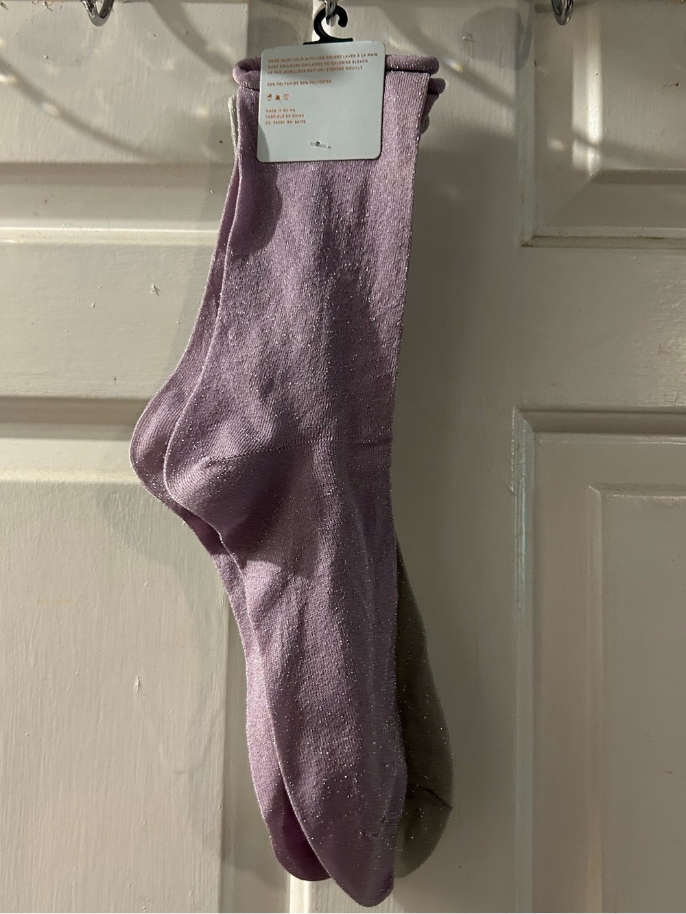 Anthropologie Shimmery Lavender Crew Socks